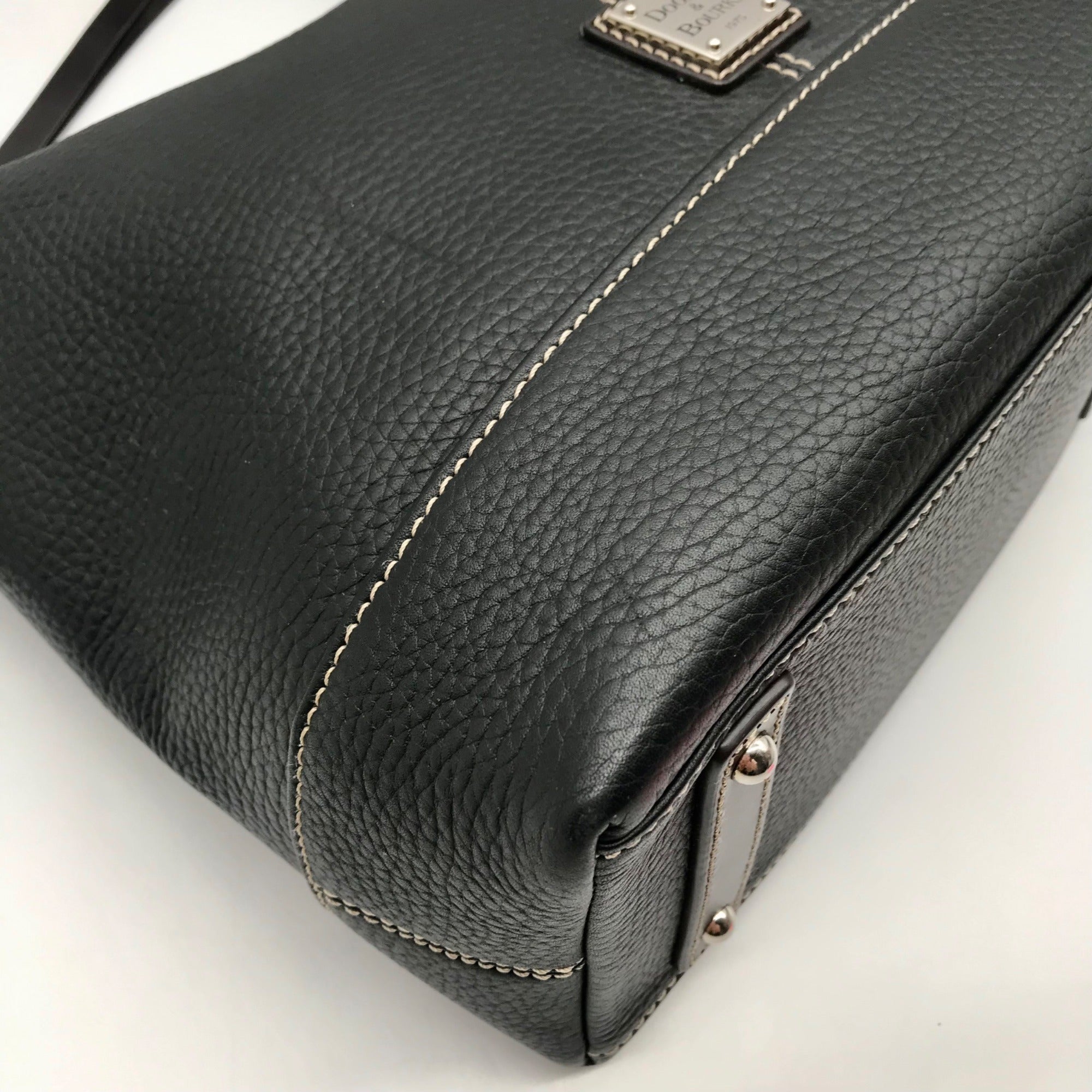 Dooney &amp; Bourke Black Pebbled Grain Leather Hobo Shoulder Bag