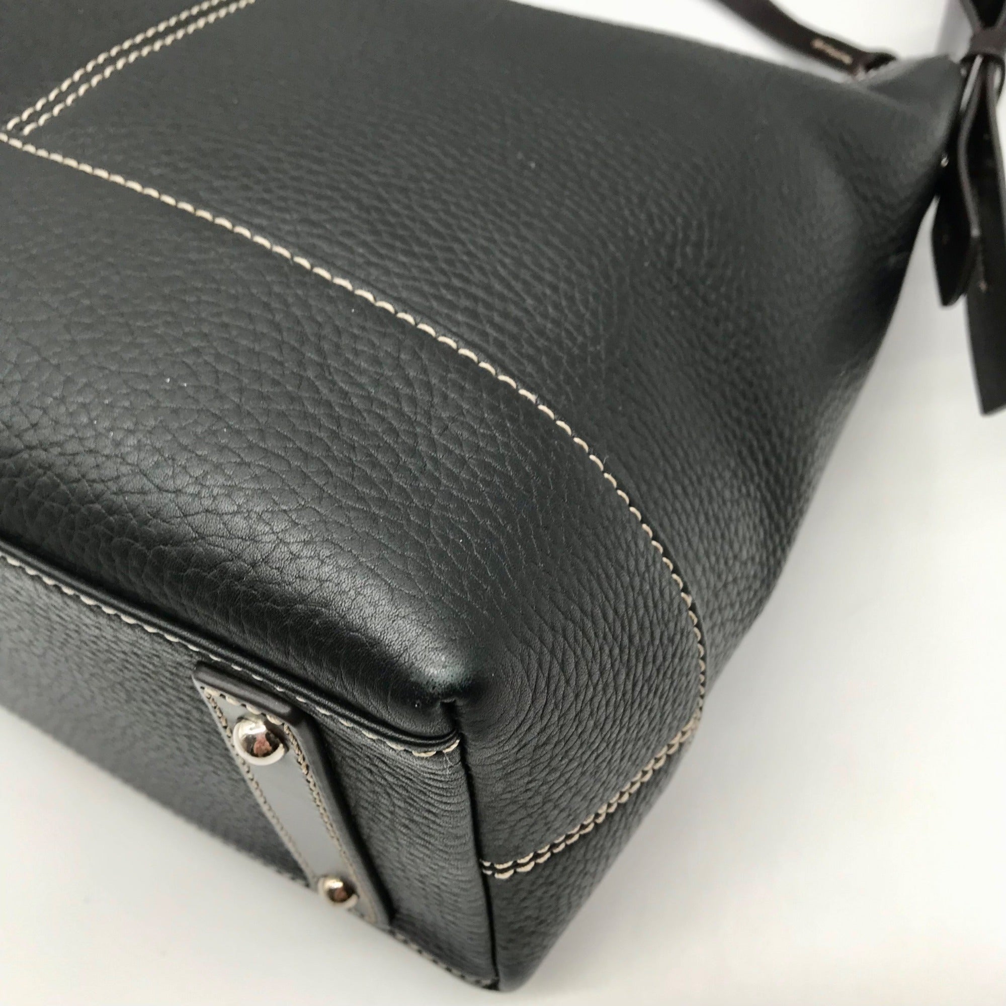 Dooney &amp; Bourke Black Pebbled Grain Leather Hobo Shoulder Bag