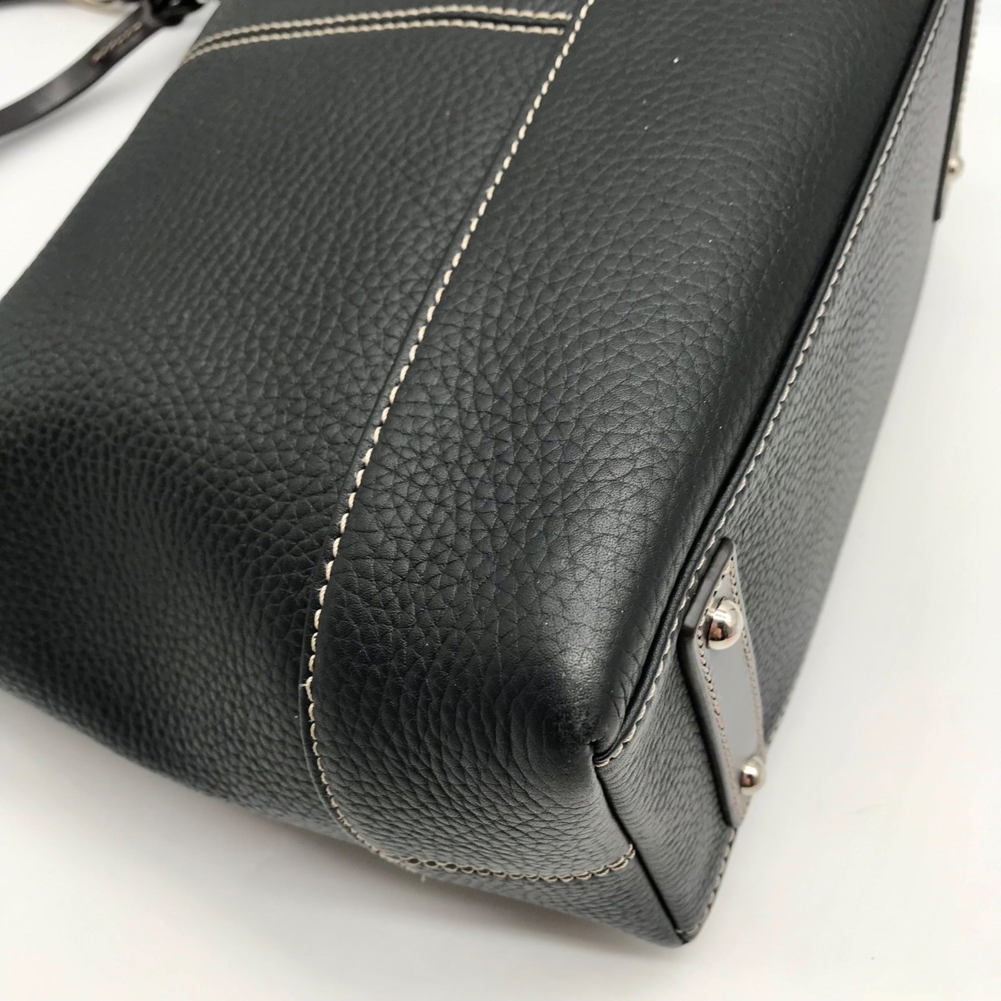 Dooney &amp; Bourke Black Pebbled Grain Leather Hobo Shoulder Bag