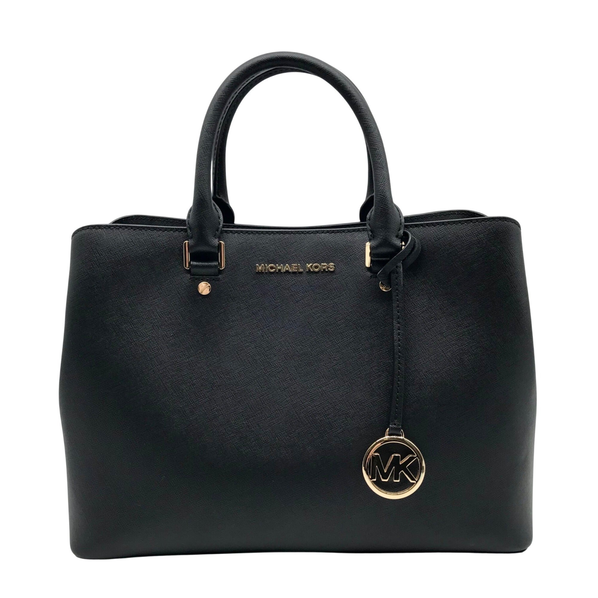 Michael Kors Black Saffiano Leather Middle Zip Savannah Convertible Tote
