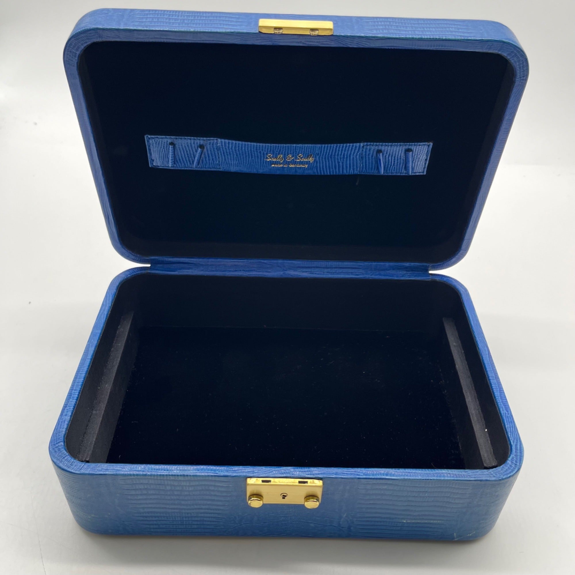 Scully &amp; Scully royal blue Handmade Italian Leather Jewelry Box