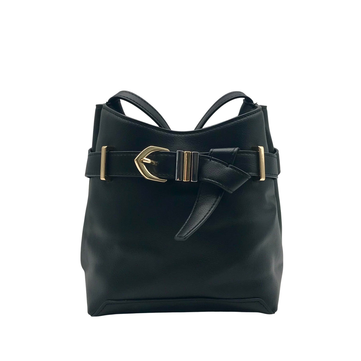 International Concepts Black Leather Nailaa Belted Crossbody