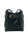 International Concepts Black Leather Nailaa Belted Crossbody