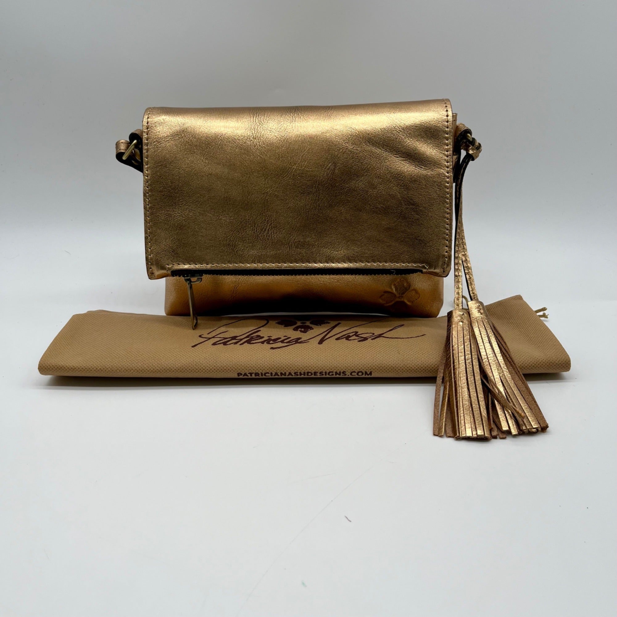 Patricia Nash Metallic Bronze Leather Crossbody
