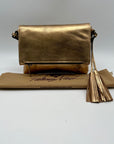 Patricia Nash Metallic Bronze Leather Crossbody