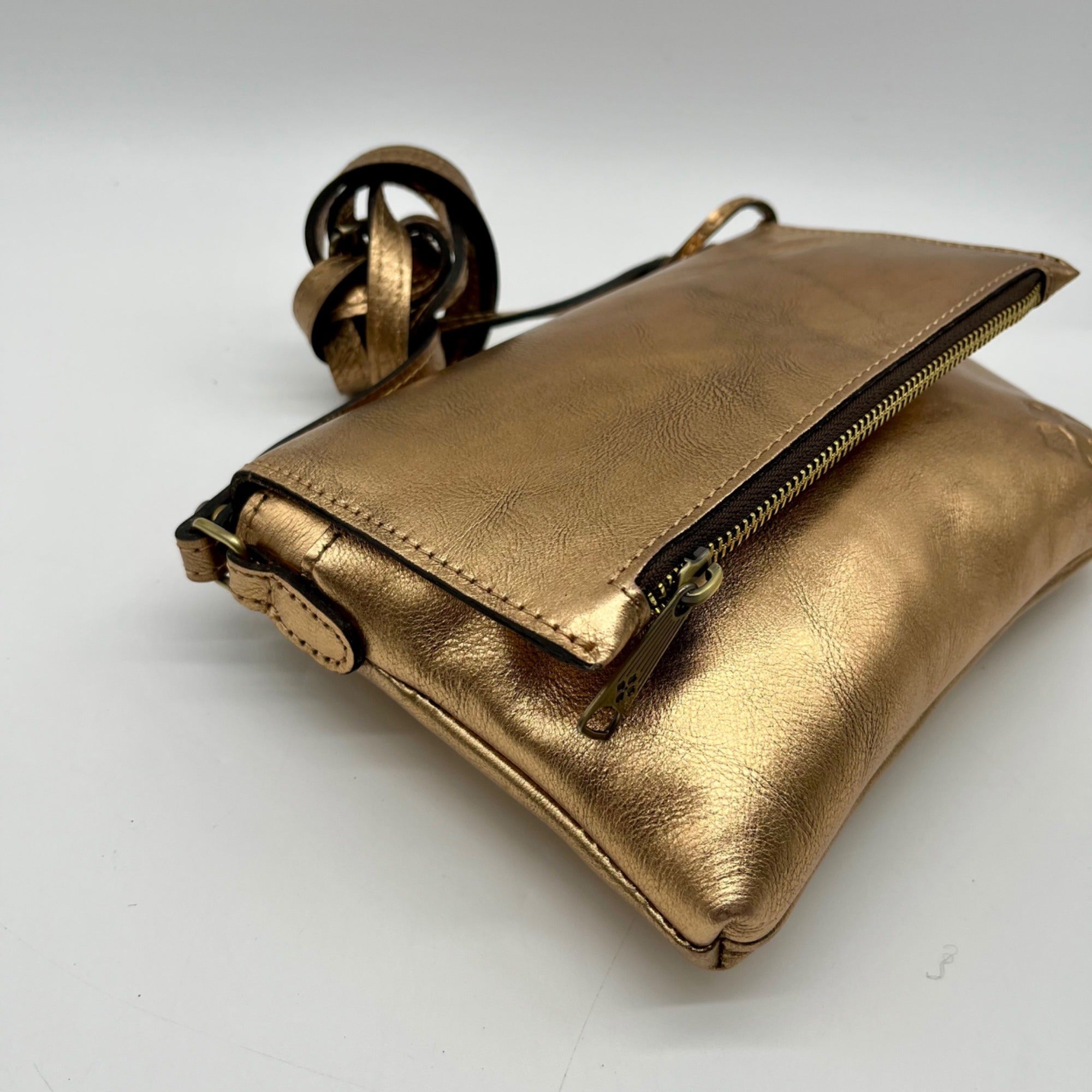 Patricia Nash Metallic Bronze Leather Crossbody