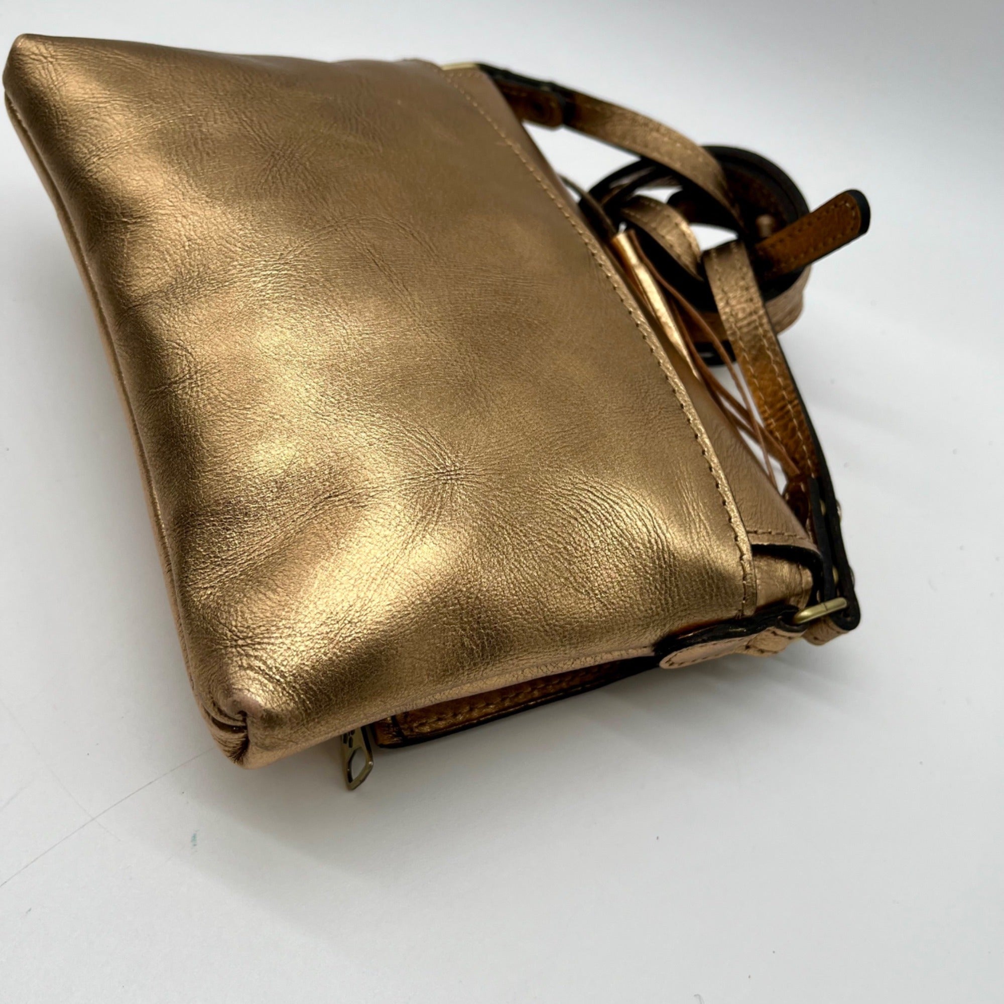 Patricia Nash Metallic Bronze Leather Crossbody