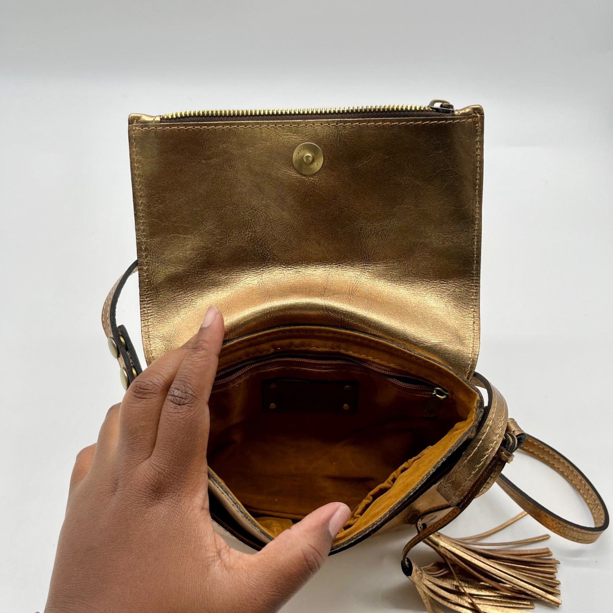 Patricia Nash Metallic Bronze Leather Crossbody