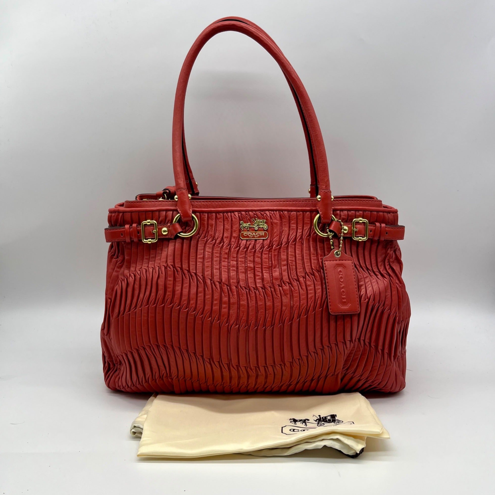 Coach Coral Gathered Leather Satchel Bag-22325