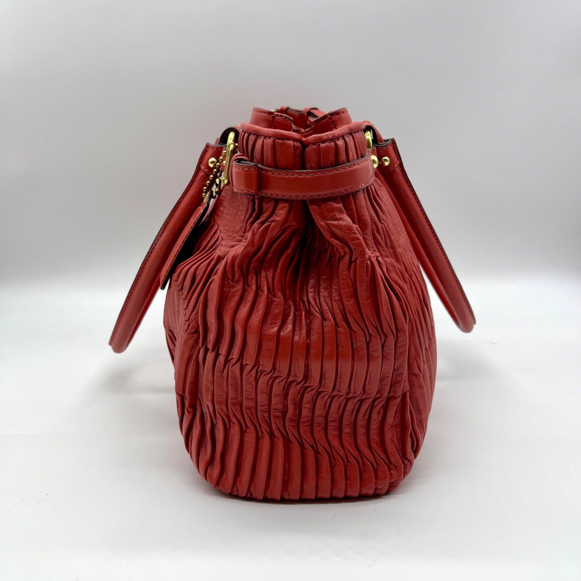 Coach Coral Gathered Leather Satchel Bag-22325