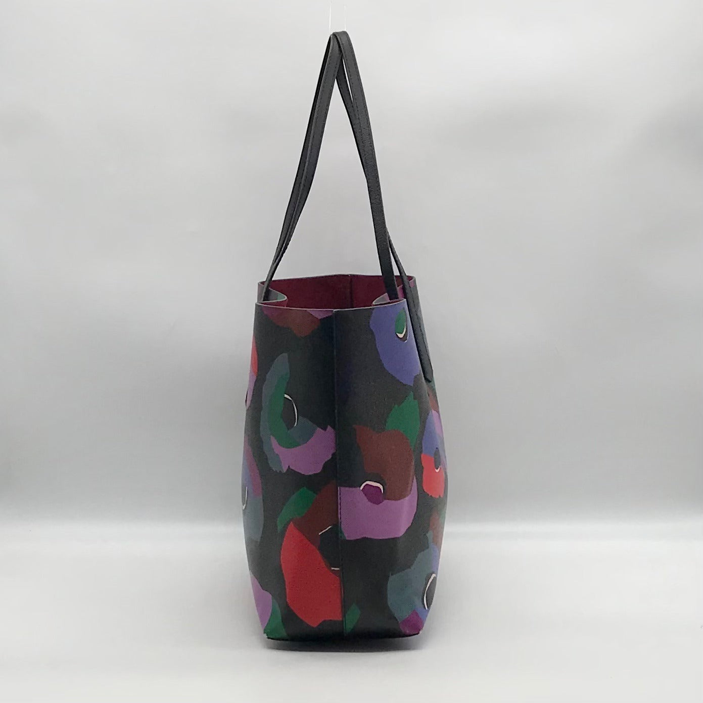 Kate Spade Black Leather Molly Floral Collage Tote Bag