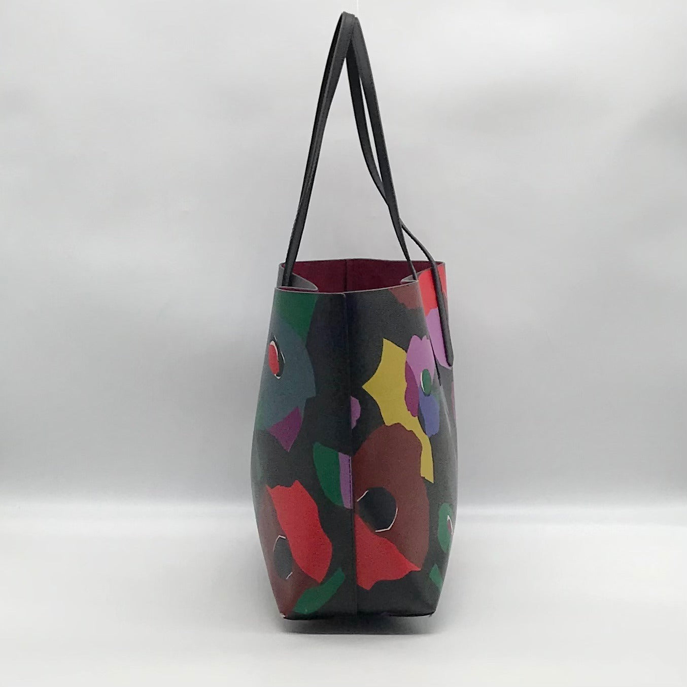 Kate Spade Black Leather Molly Floral Collage Tote Bag