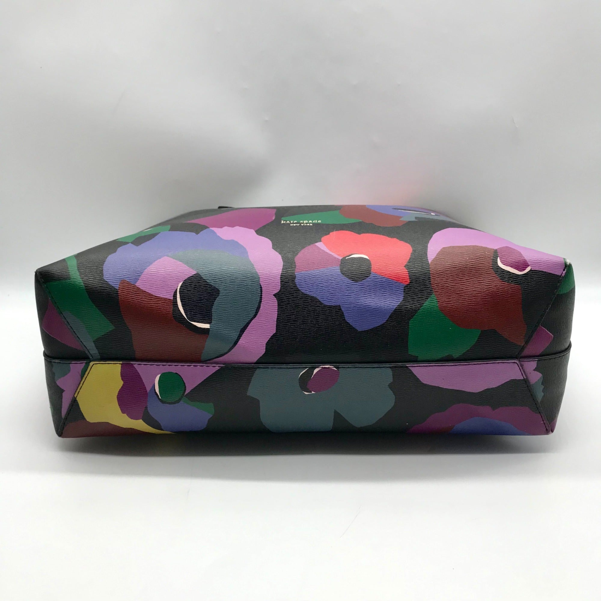Kate Spade Black Leather Molly Floral Collage Tote Bag