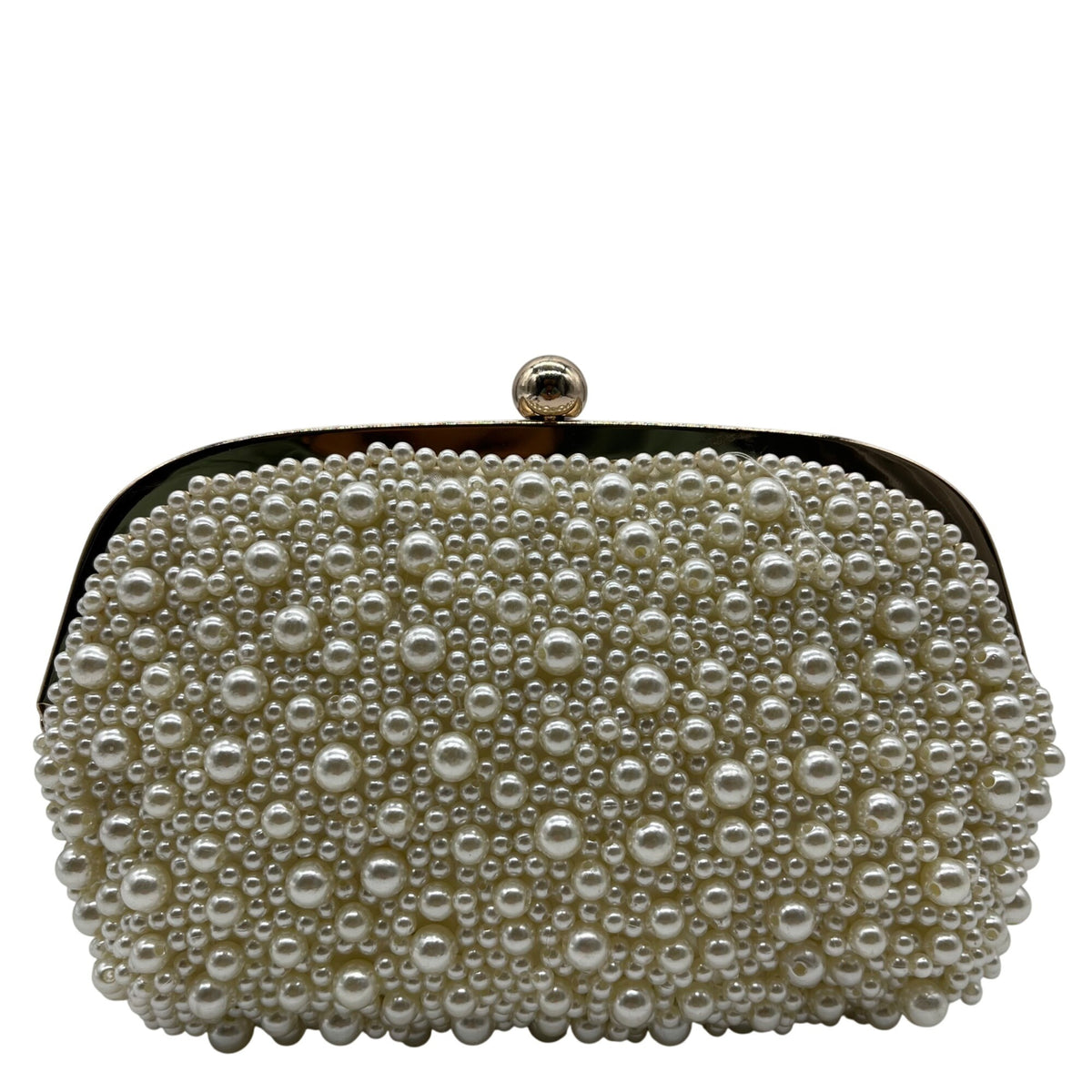 I.N.C. International Concepts Ivory Satin All Over Pearl Clutch