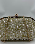 I.N.C. International Concepts Ivory Satin All Over Pearl Clutch