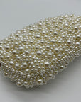 I.N.C. International Concepts Ivory Satin All Over Pearl Clutch