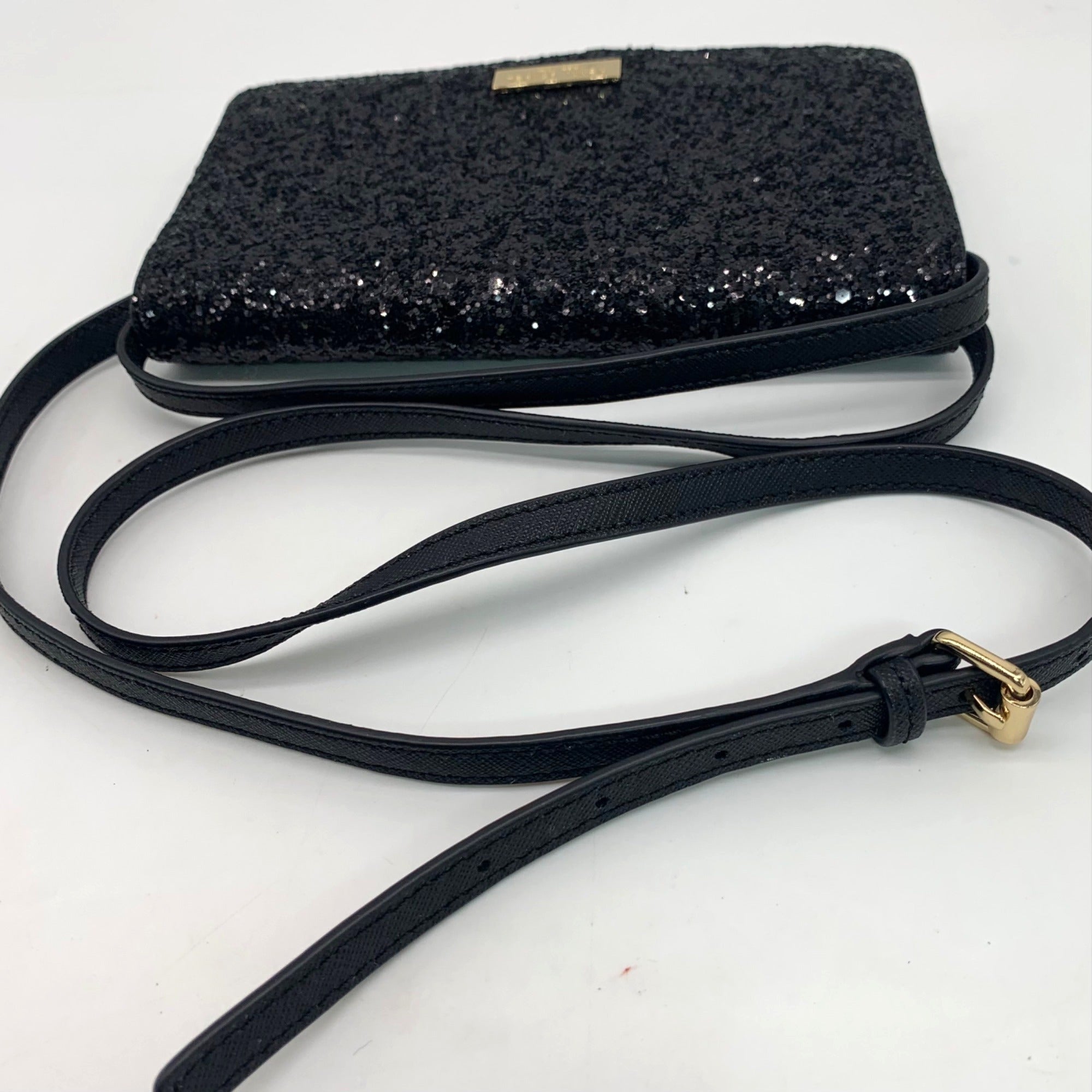 Henri Bendel Black Sparkle Phone Organizer Crossbody