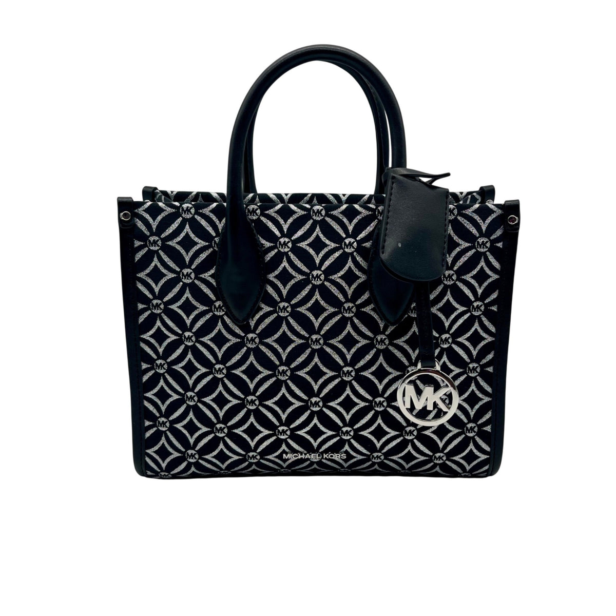 Michael Kors Black Small Mirella Metallic Logo Jacquard Crossbody Bag