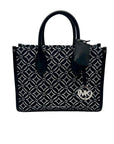 Michael Kors Black Small Mirella Metallic Logo Jacquard Crossbody Bag