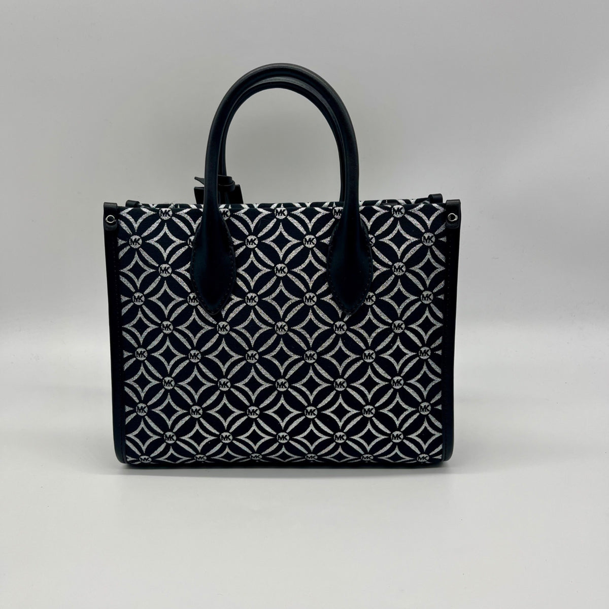 Michael Kors Black Small Mirella Metallic Logo Jacquard Crossbody Bag
