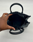 Michael Kors Black Small Mirella Metallic Logo Jacquard Crossbody Bag