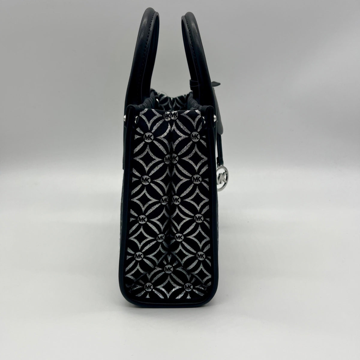 Michael Kors Black Small Mirella Metallic Logo Jacquard Crossbody Bag