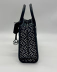 Michael Kors Black Small Mirella Metallic Logo Jacquard Crossbody Bag