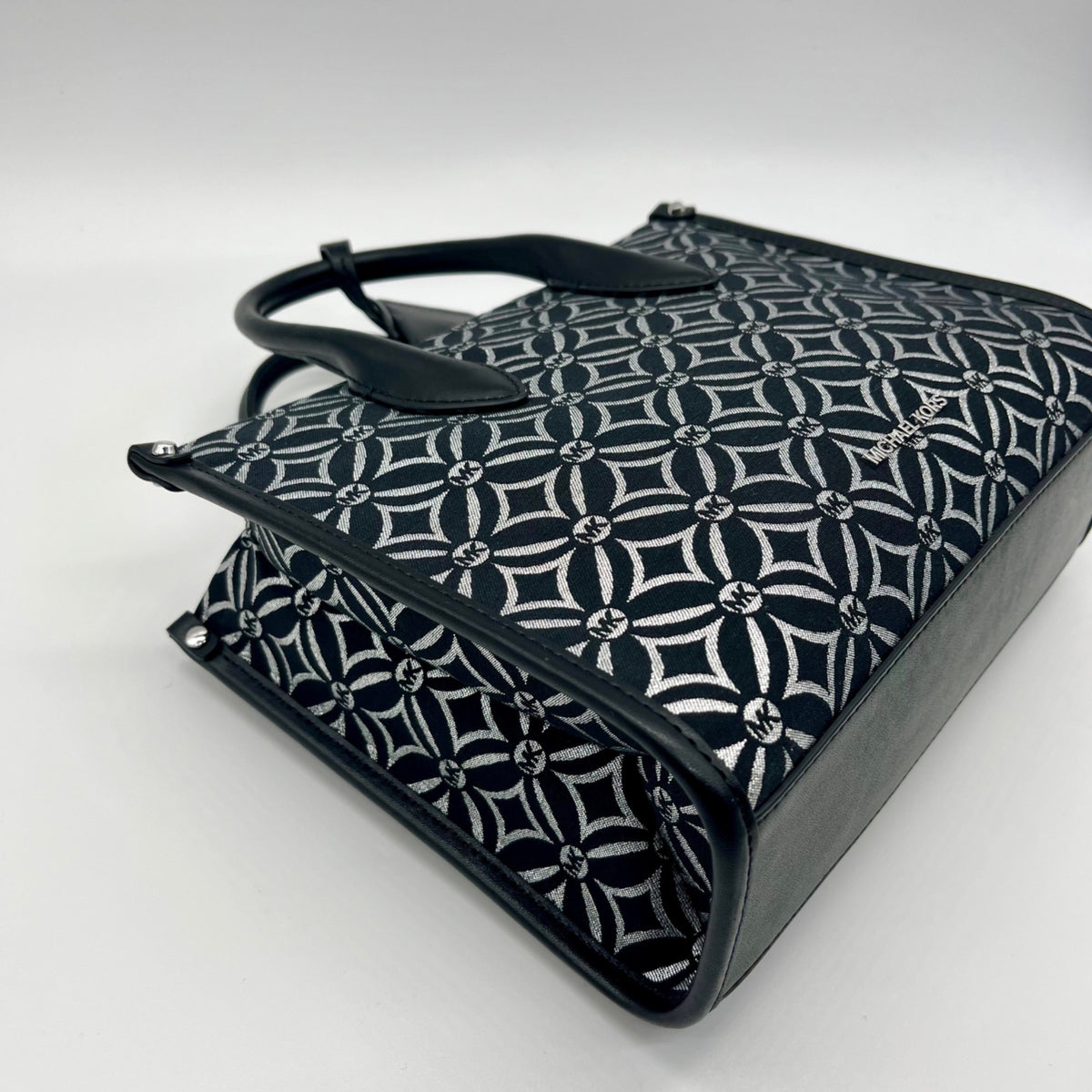 Michael Kors Black Small Mirella Metallic Logo Jacquard Crossbody Bag