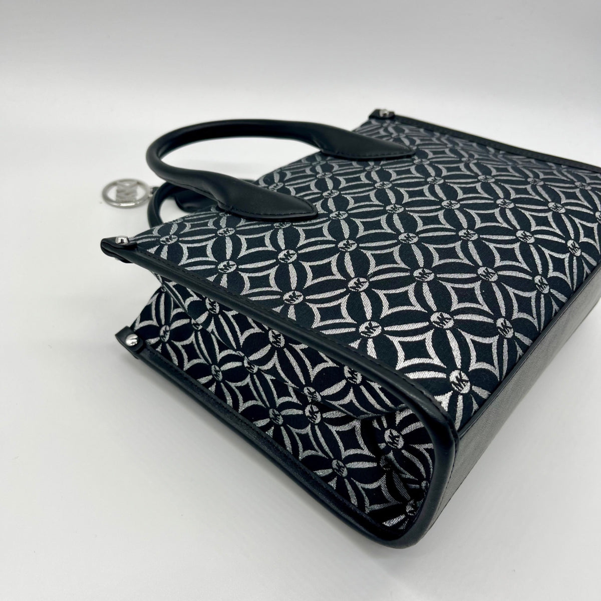 Michael Kors Black Small Mirella Metallic Logo Jacquard Crossbody Bag