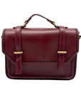 Ecosusi Burgundy Vegan Leather Top Handle Briefcase Satchel