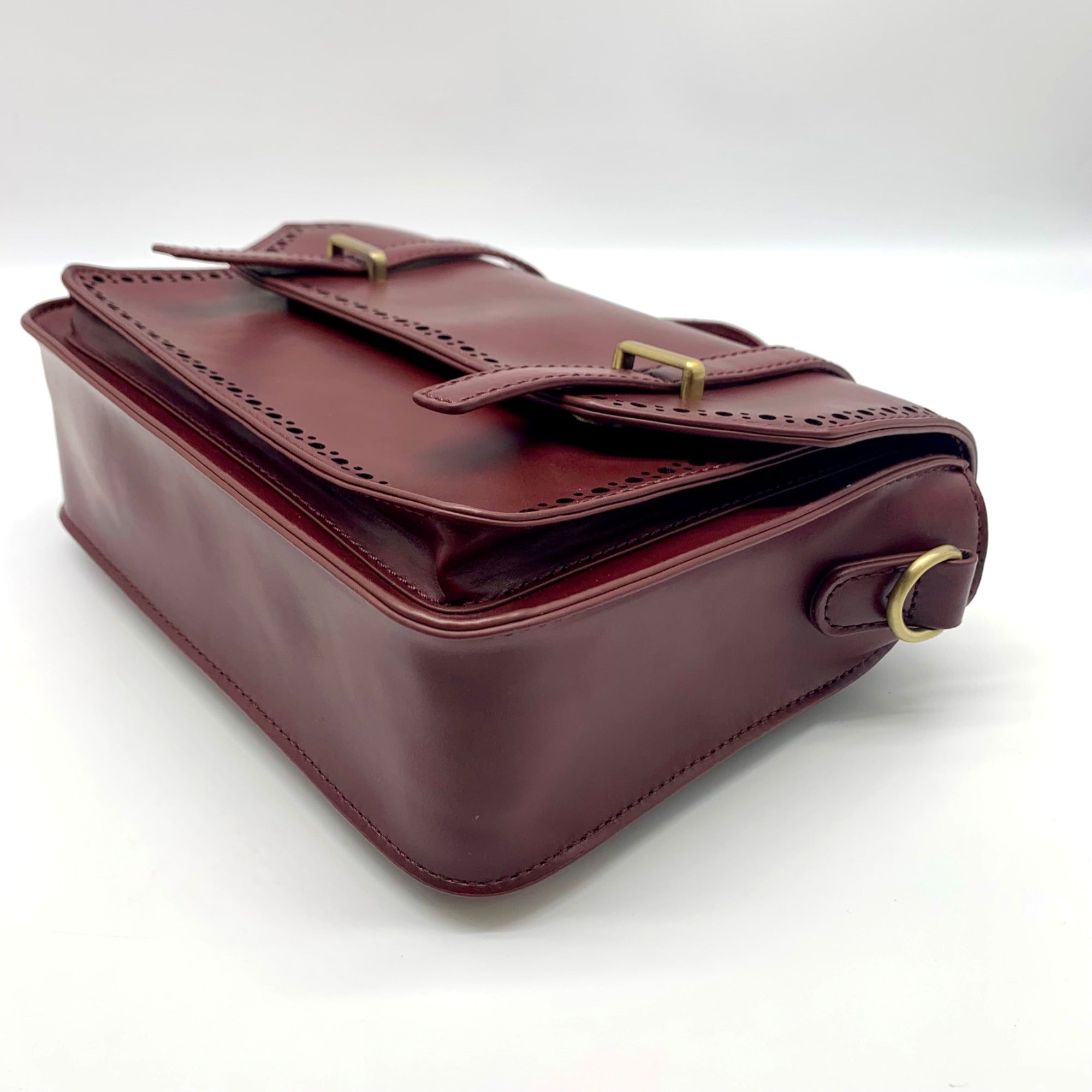 Ecosusi Burgundy Vegan Leather Top Handle Briefcase Satchel