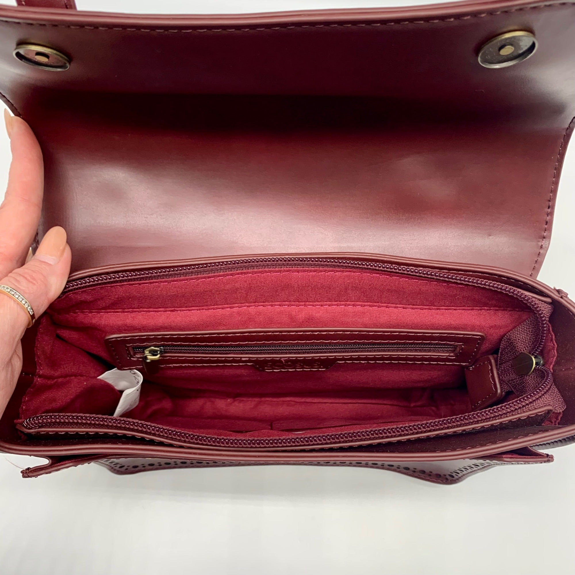 Ecosusi Burgundy Vegan Leather Top Handle Briefcase Satchel