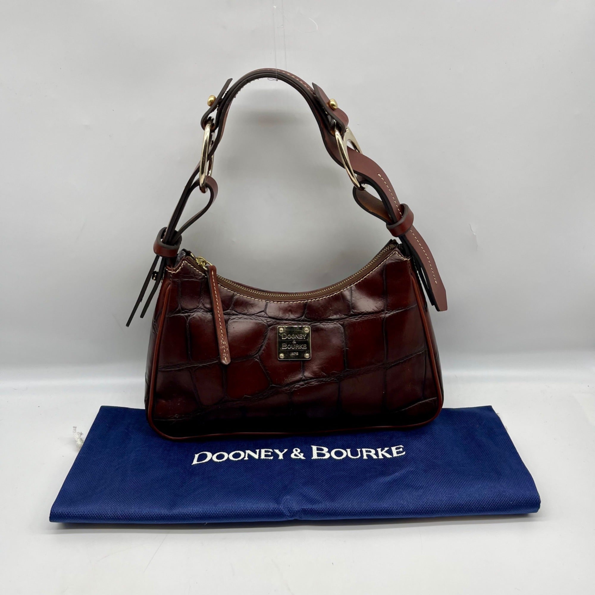Dooney &amp; Bourke Brown Croc Embossed Baguette Shoulder Bag