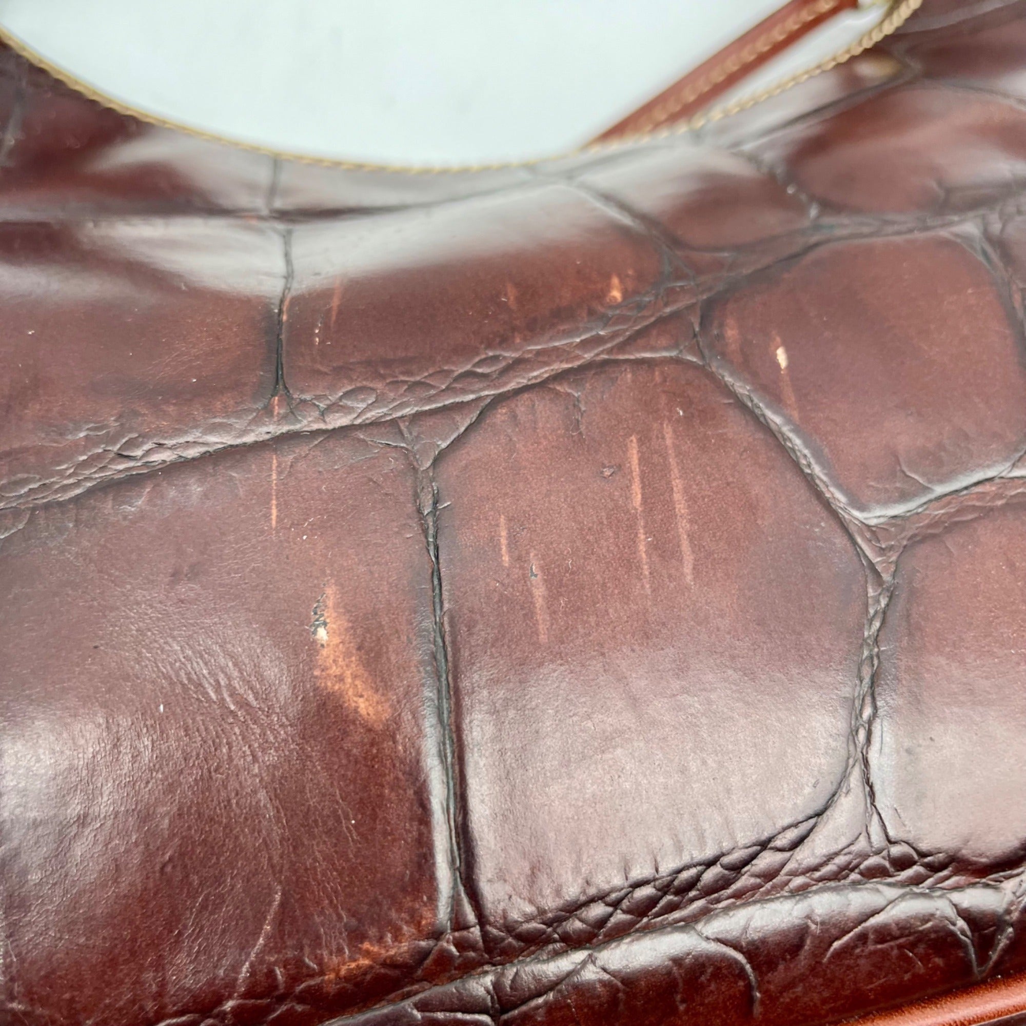 Dooney &amp; Bourke Brown Croc Embossed Baguette Shoulder Bag