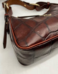 Dooney & Bourke Brown Croc Embossed Baguette Shoulder Bag