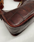 Dooney & Bourke Brown Croc Embossed Baguette Shoulder Bag