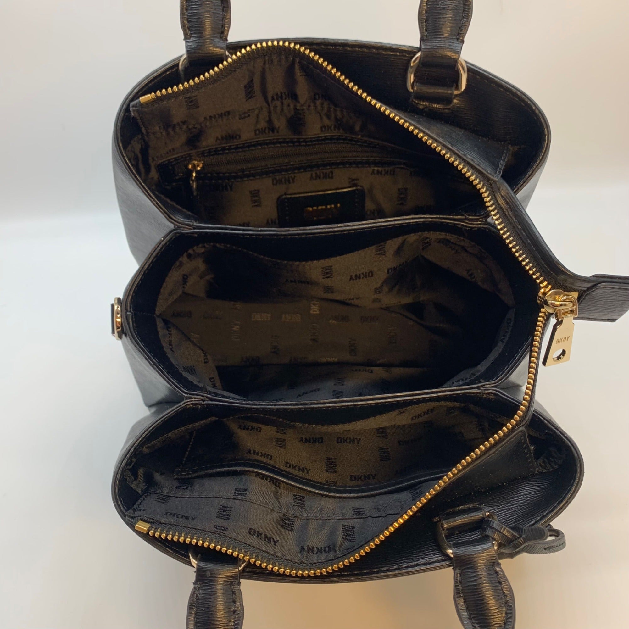 DKNY Black Leather Paige Crossbody Satchel