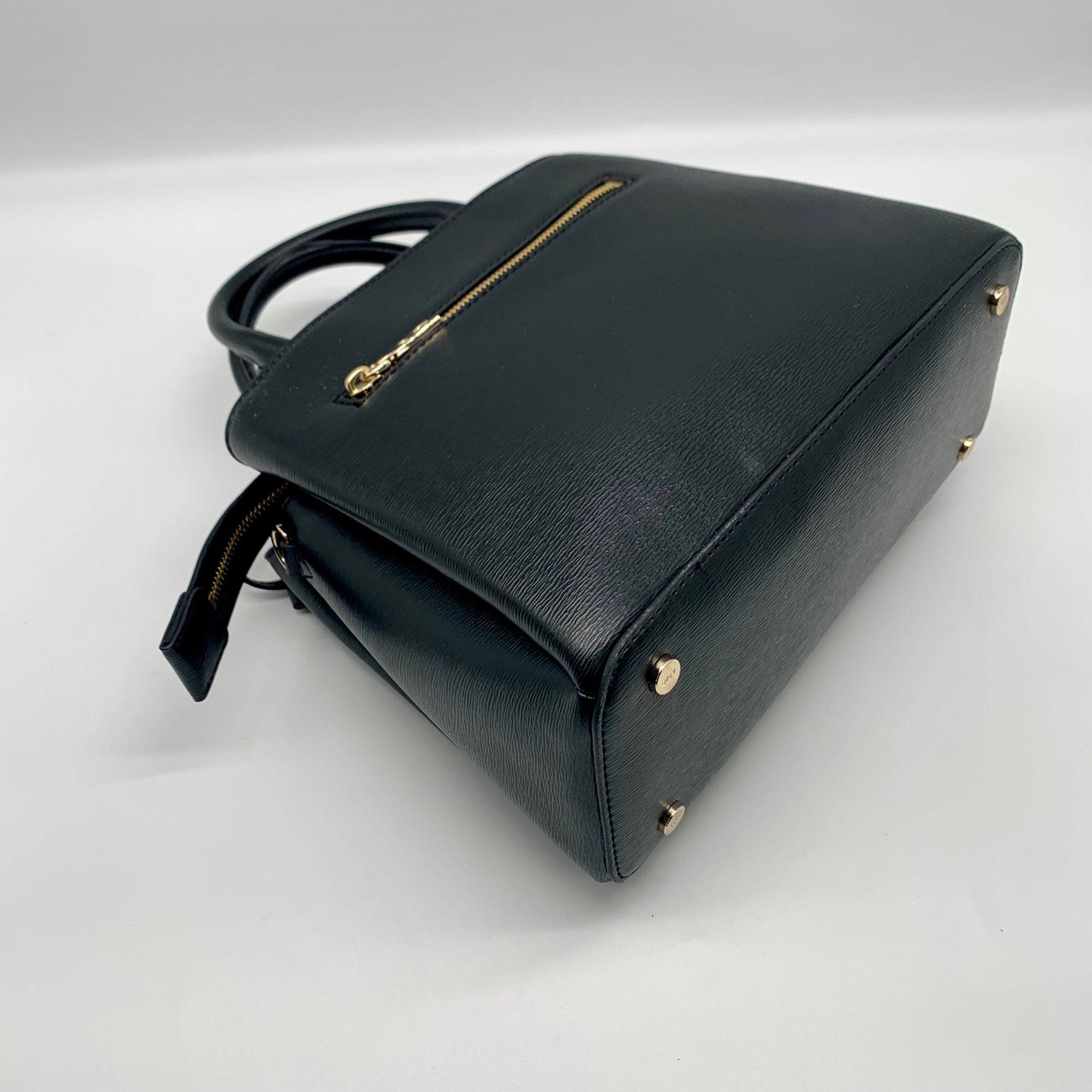 DKNY Black Leather Paige Crossbody Satchel