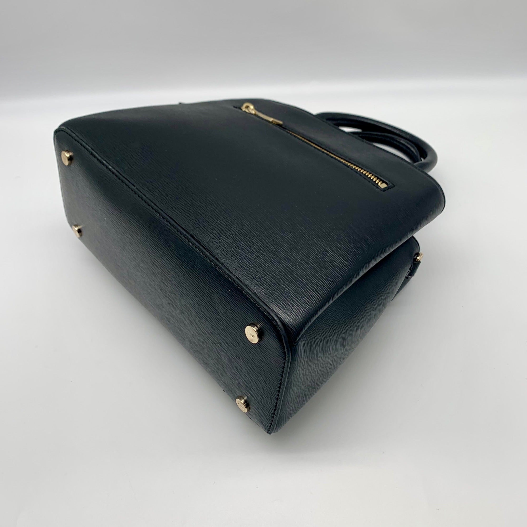 DKNY Black Leather Paige Crossbody Satchel