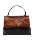 Iveys Black Leather & Brown Satchel Bag
