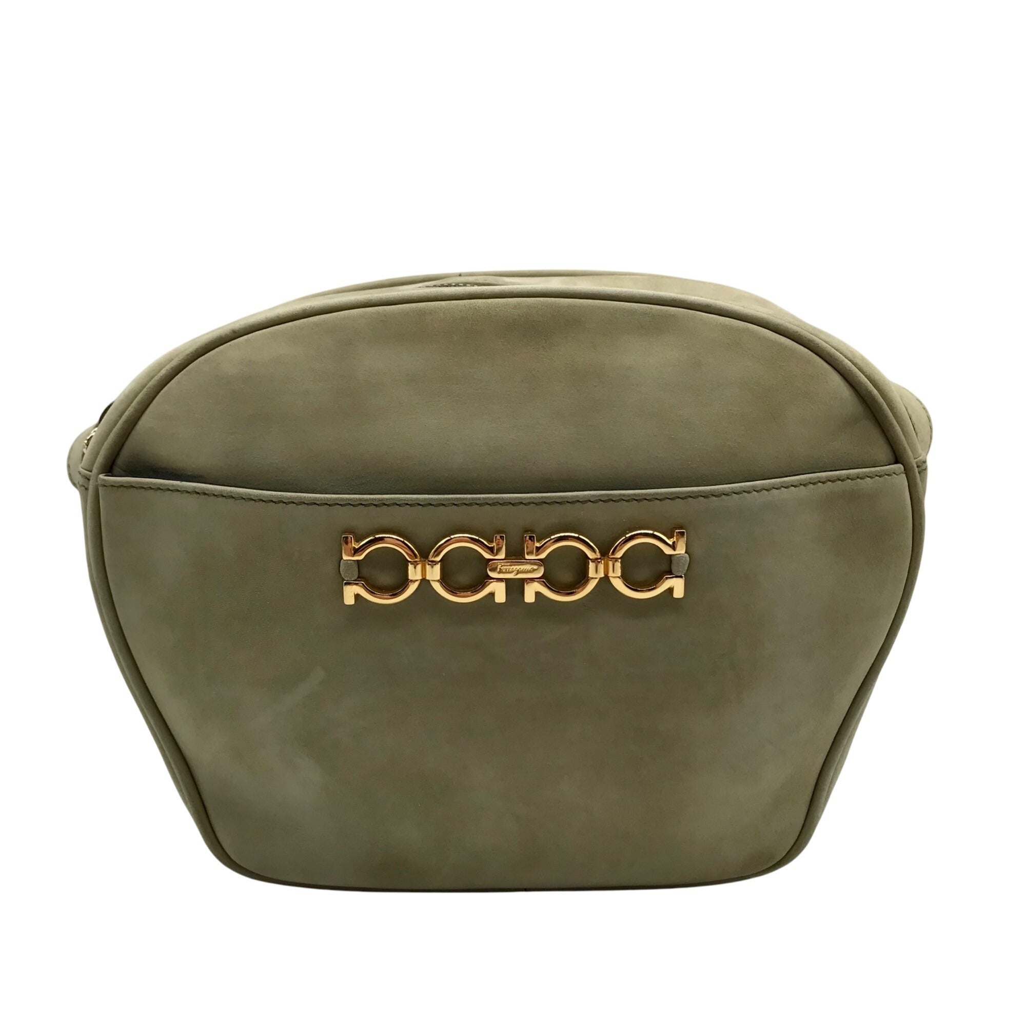 Salvatore Ferragamo Light Green Suede Fancini Shoulder Bag