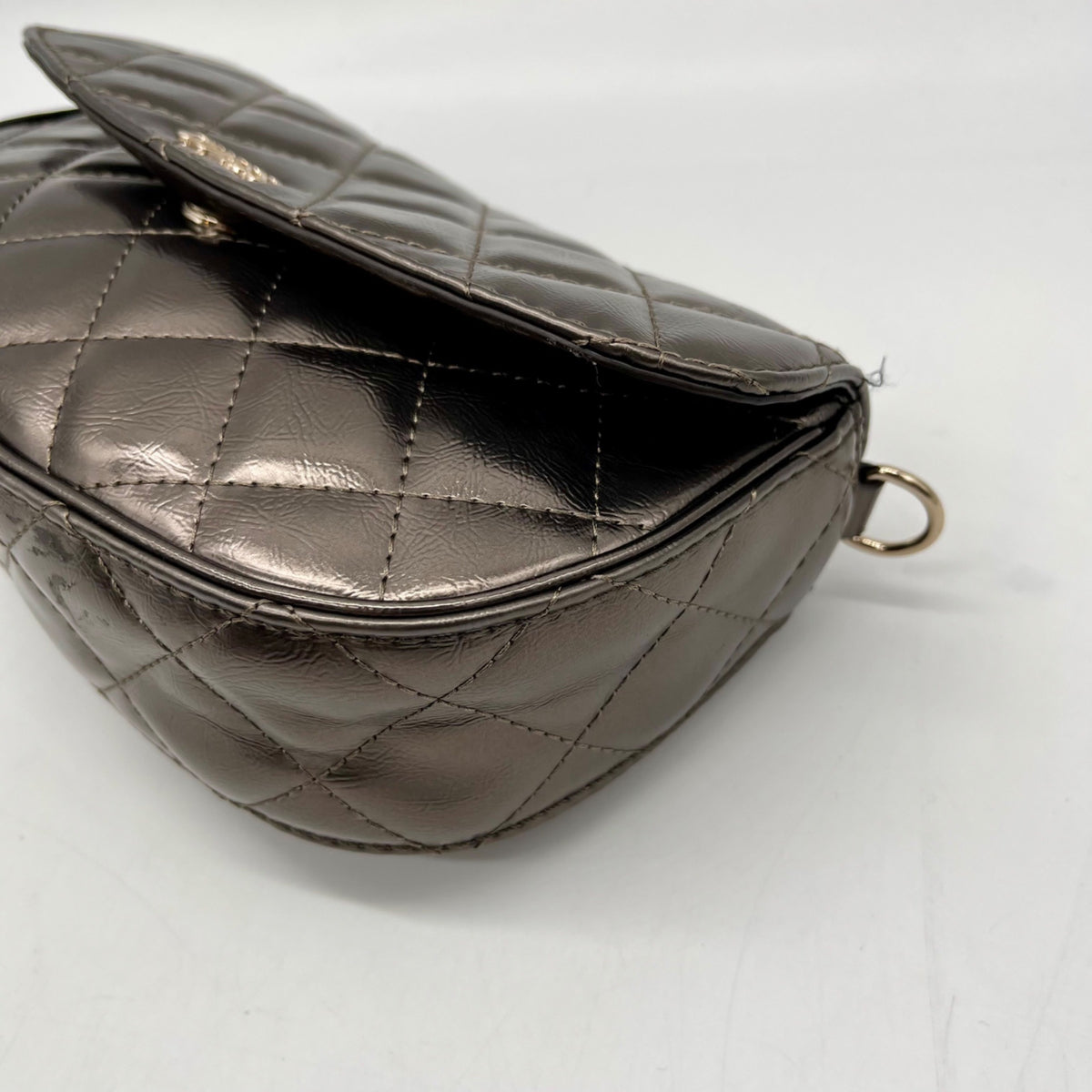 Guess Metallic Tinsley Quilted Flap Clutch