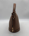 Michael Kors Brown Leather Townsend Convertible Luggage Bucket Crossbody Bag