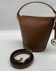 Michael Kors Brown Leather Townsend Convertible Luggage Bucket Crossbody Bag