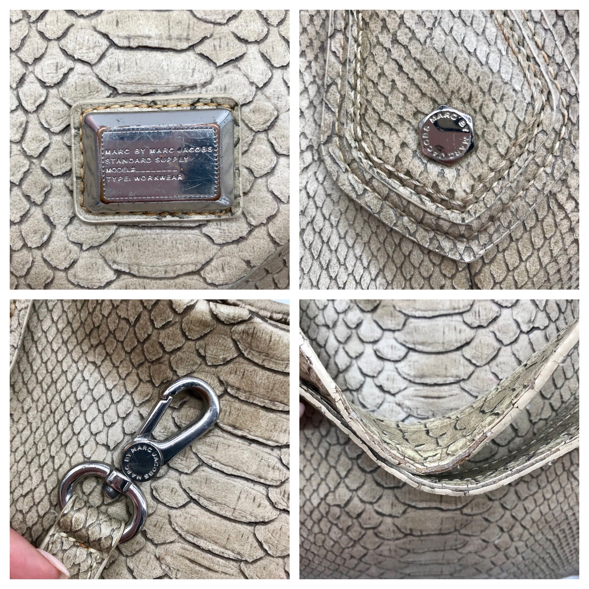 Marc Jacobs Taupe Snake Print Convertible Satchel