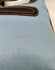 Brighton Sky Blue Pebbled Leather And Croc-Embossed Shoulder Bag
