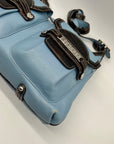 Brighton Sky Blue Pebbled Leather And Croc-Embossed Shoulder Bag