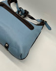 Brighton Sky Blue Pebbled Leather And Croc-Embossed Shoulder Bag