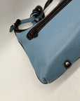 Brighton Sky Blue Pebbled Leather And Croc-Embossed Shoulder Bag
