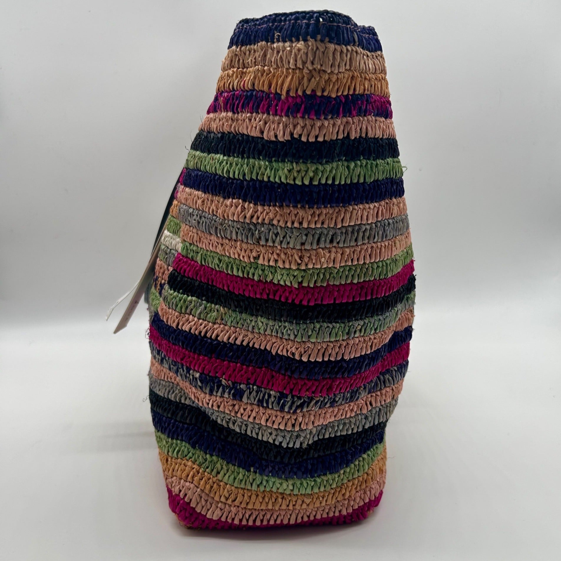 Aqua Multi-Color Straw Tote